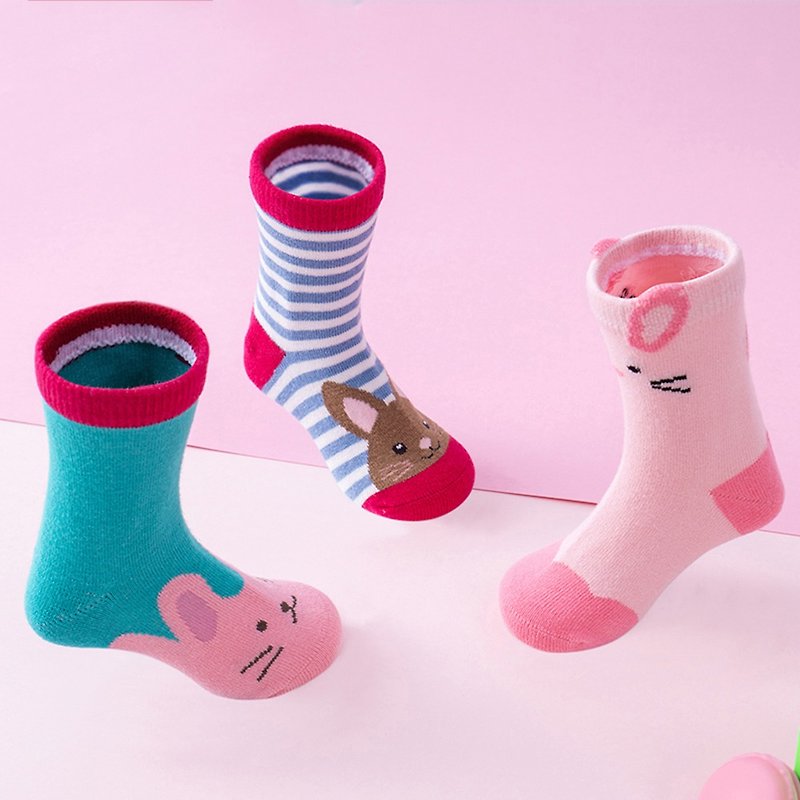 Korea lemonkid cute children's socks-prairie rabbit (a set of 3 pieces) - รองเท้าเด็ก - ผ้าฝ้าย/ผ้าลินิน 