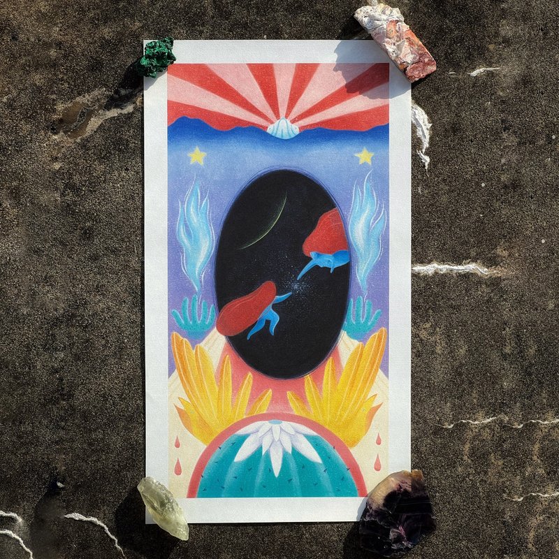 XXI. 明 Light。BLACK SPRING Oracle Deck Art Prints - โปสเตอร์ - กระดาษ หลากหลายสี