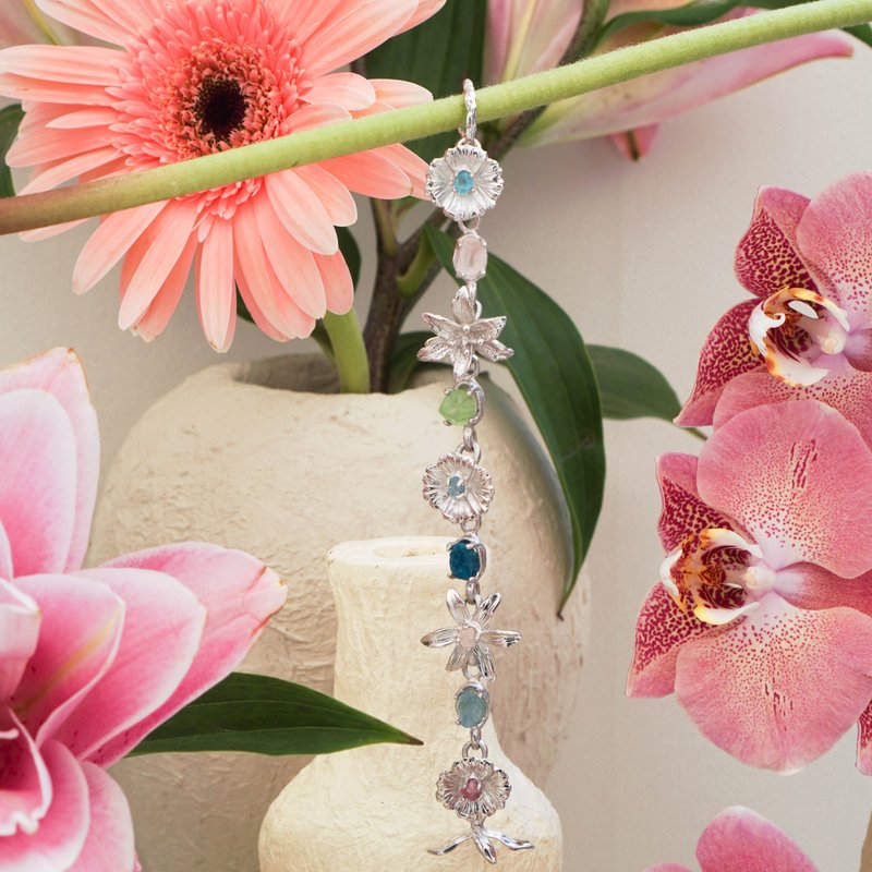 Garden of Flowers Bracelet - 戒指 - 半寶石 銀色