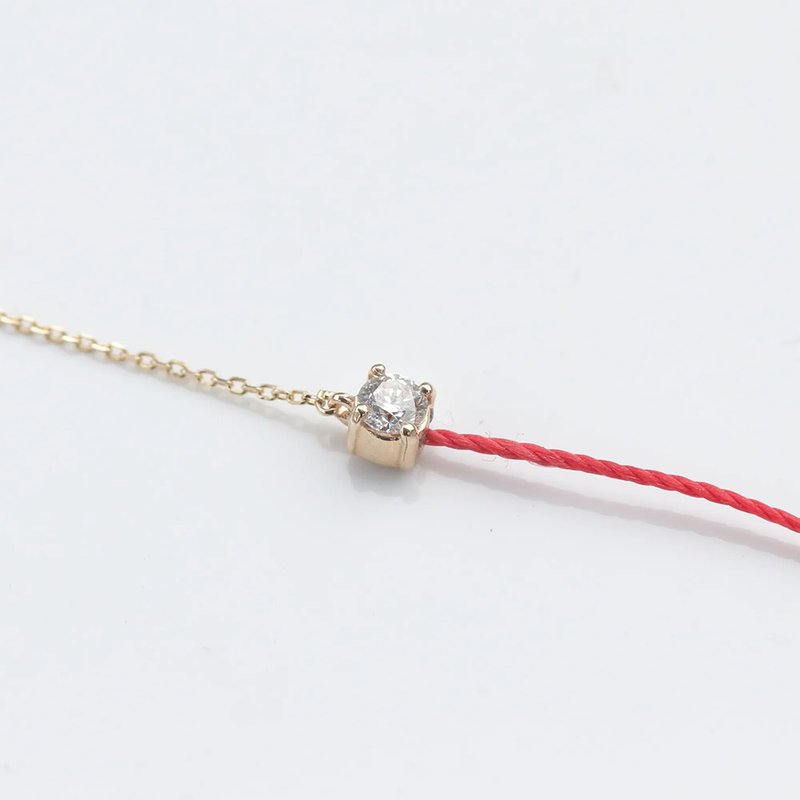 14K gold chain red rope diamond bracelet (0.10 ct) - Bracelets - Precious Metals Gold