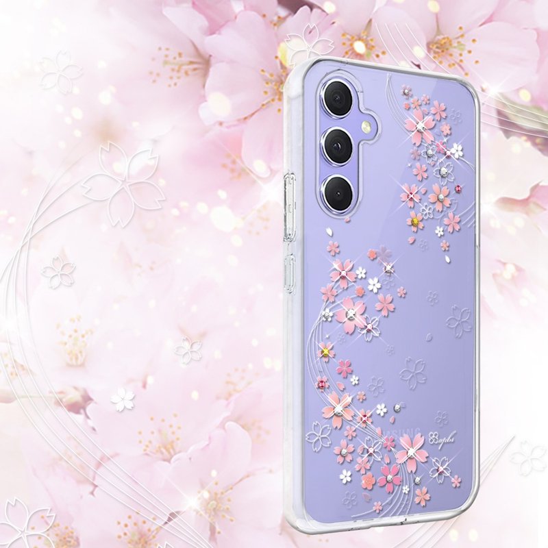 Samsung Galaxy A55/A54/A53/A35 thin and light military-standard anti-fall crystal case-Sakura of Heaven - เคส/ซองมือถือ - วัสดุอื่นๆ หลากหลายสี