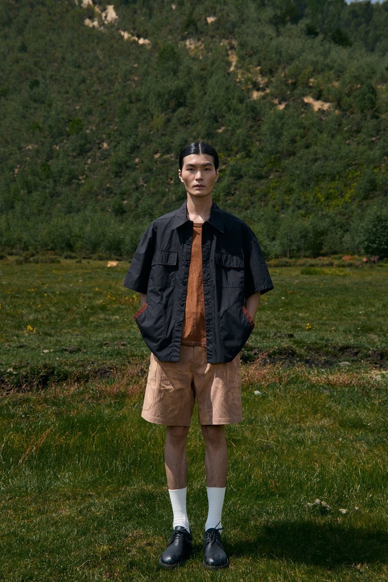 檳榔染拼接襯衫 - 男襯衫/休閒襯衫 - 棉．麻 