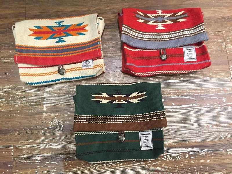 Indian totem backpack ✱ ✱ side (four-color) - กระเป๋าแมสเซนเจอร์ - ผ้าฝ้าย/ผ้าลินิน หลากหลายสี