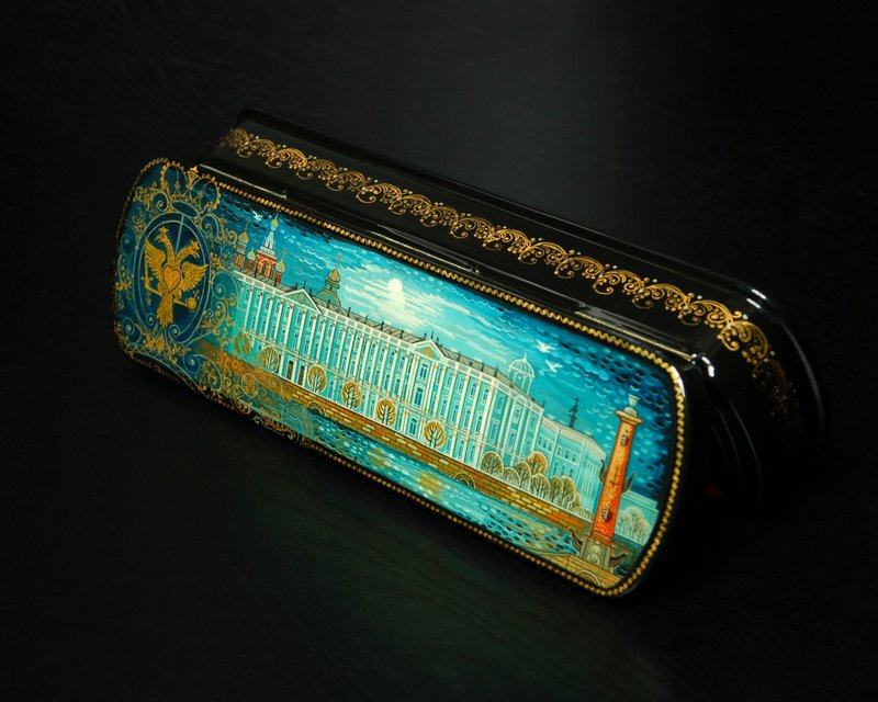 Russian lacquer box St Petersburg Hermitage miniature lacquer art - 擺飾/家飾品 - 其他材質 