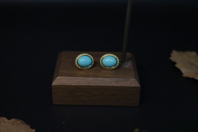 Turquoise earrings with anti allergic design, ear needles, Chinese style high-en - Earrings & Clip-ons - Crystal Green