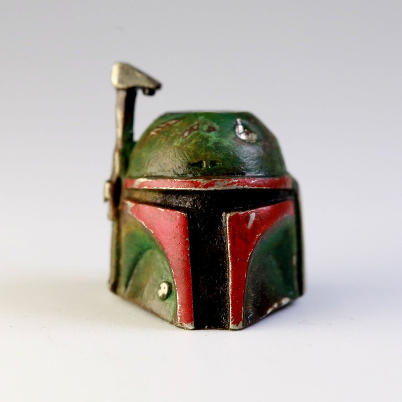 Paracord bead Boba Fett Mandalorian Helmet Bounty Hunter star war knife bead - Keychains - Copper & Brass Green