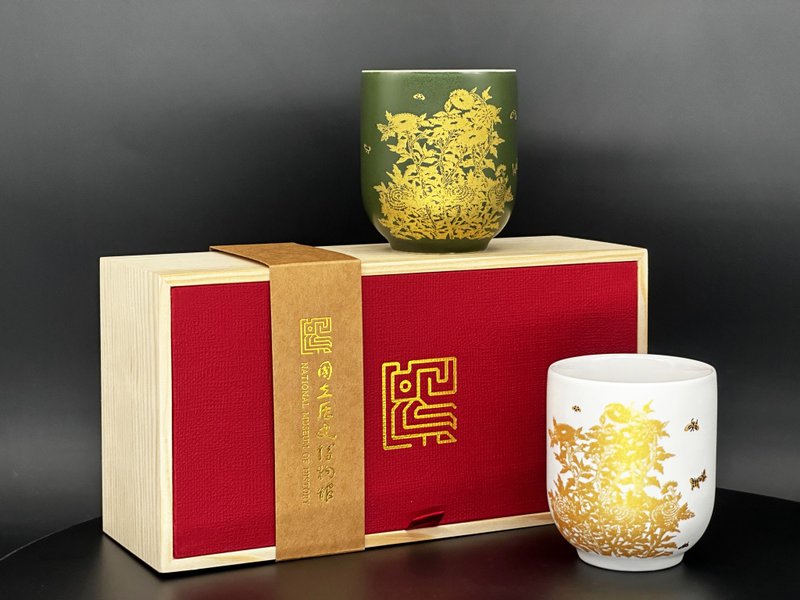 【ViREO】常玉燦若繁華 華貴雙杯組 晶霜白 森嶺綠 | 歷史博物館 - 茶壺/茶杯/茶具 - 瓷 綠色