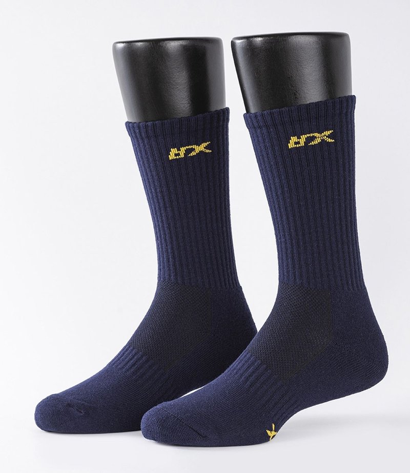 BFX SPRINT Air cushion Socks - Navy + Yellow - ถุงเท้า - ผ้าฝ้าย/ผ้าลินิน สีน้ำเงิน