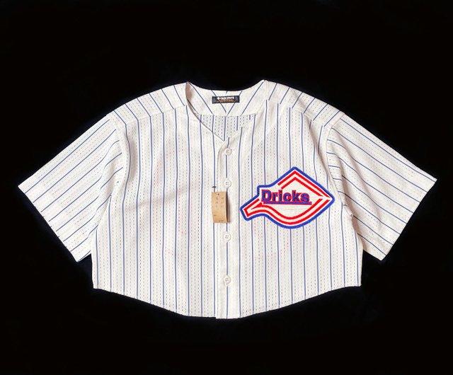 Vintage Striped Cropped Baseball Jersey