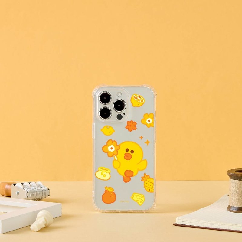 LINE FRIENDS黃色莎莉-水果花花全氣囊防摔iPhone手機殼 - 手機殼/手機套 - 矽膠 多色
