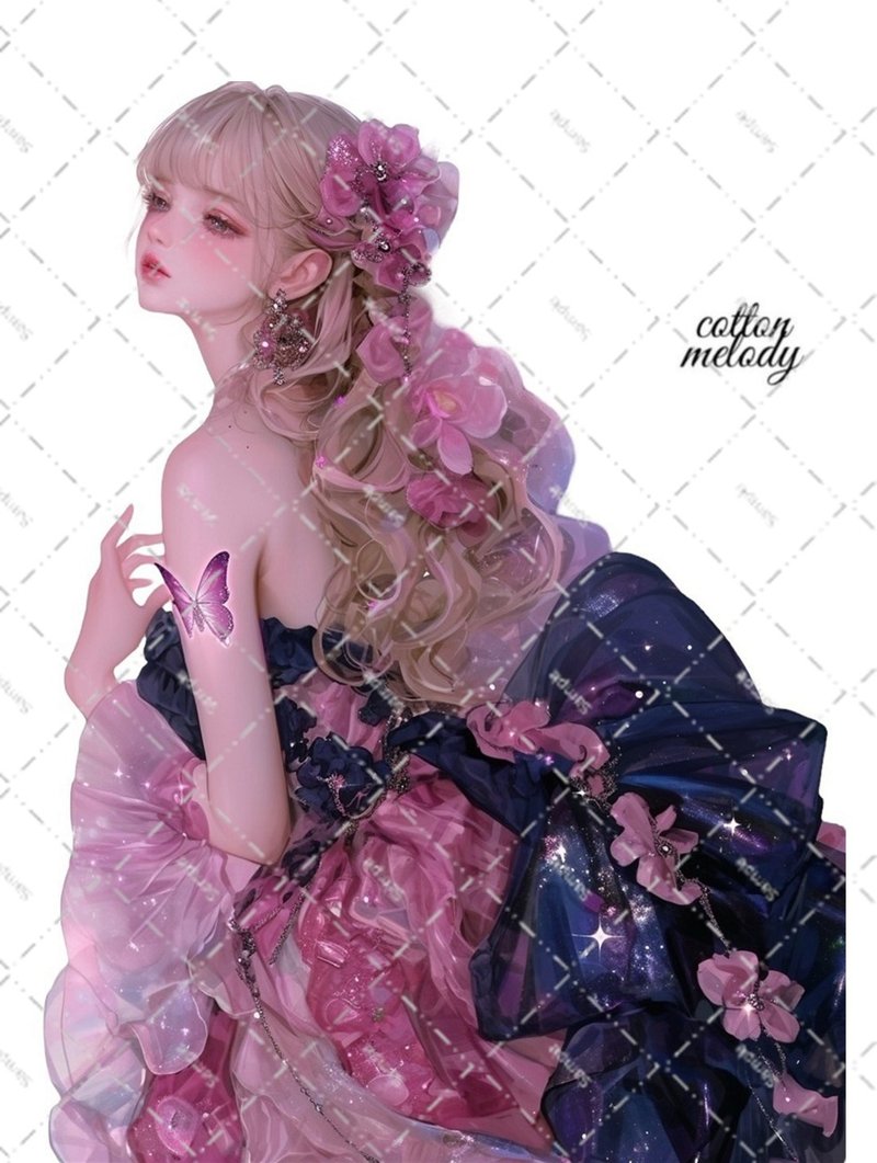original sticker no.6942 人物ステッカー オリジナルステッカー 人物ステッカー 女の子ステッカー オリジナル人物ステッカー - 貼紙 - 紙 