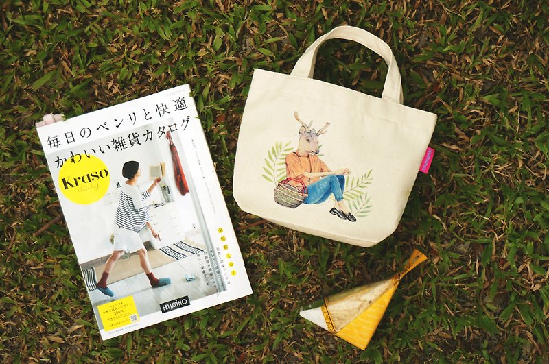 Illustration handbag | Miss Elk - กระเป๋าถือ - ผ้าฝ้าย/ผ้าลินิน หลากหลายสี