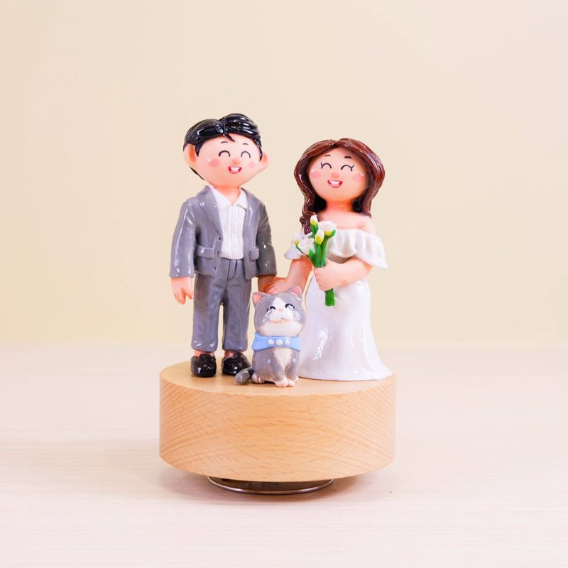 SET D Customize Clay on music boxes 2 people 2 prop, birthday gif,wedding gift - Customized Portraits - Pottery 