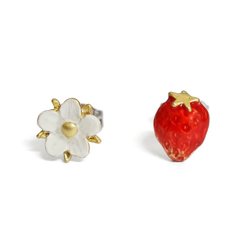Spring strawberry earrings PA438 - ต่างหู - โลหะ สีแดง
