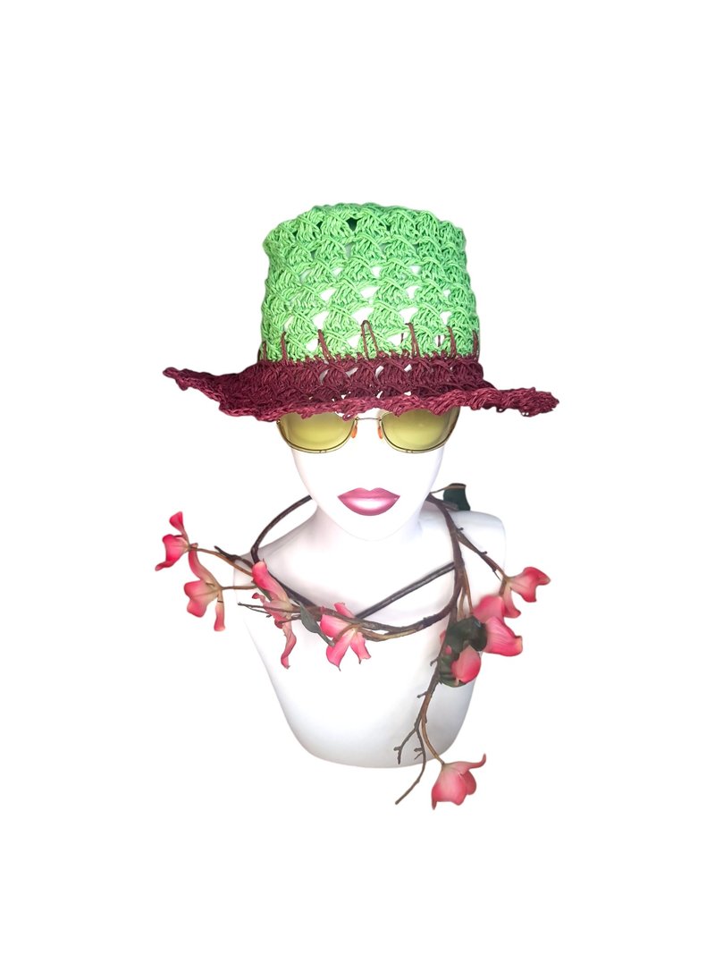 Hand-crocheted straw hat - Hats & Caps - Other Materials Multicolor