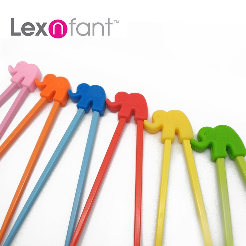 Lexnfant Elephant Learning Chopsticks (Random Color) - ตะเกียบ - สแตนเลส หลากหลายสี