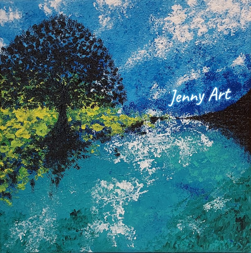 [Tree of Life] Frameless painting, abstract painting, hanging painting, home decoration, healing small object painting tree - โปสเตอร์ - วัสดุอื่นๆ สีน้ำเงิน