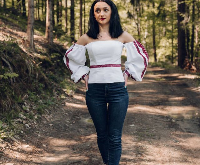 Ukrainian embroidered shirt, handmade shirt, Embroidered Blouse