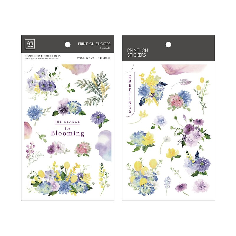 【Print-On Stickers 轉印貼紙】no.242-亮麗花咲 | 花草系列 - 貼紙 - 其他材質 藍色