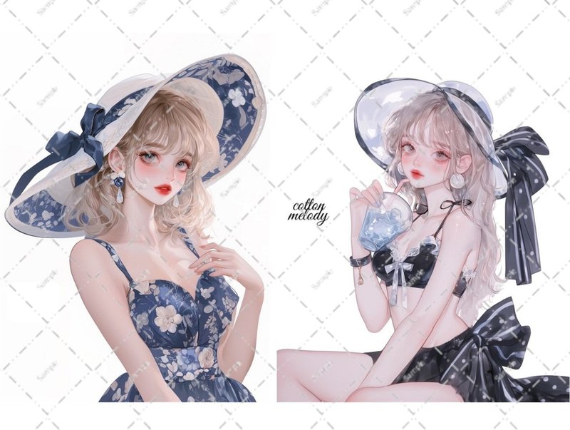 original sticker no.6589 人物ステッカー オリジナルステッカー 人物ステッカー 女の子ステッカー オリジナル人物ステッカー - 貼紙 - 紙 