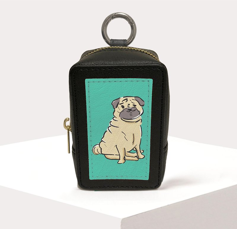 PUG Pouch with ring - Toiletry Bags & Pouches - Faux Leather Green