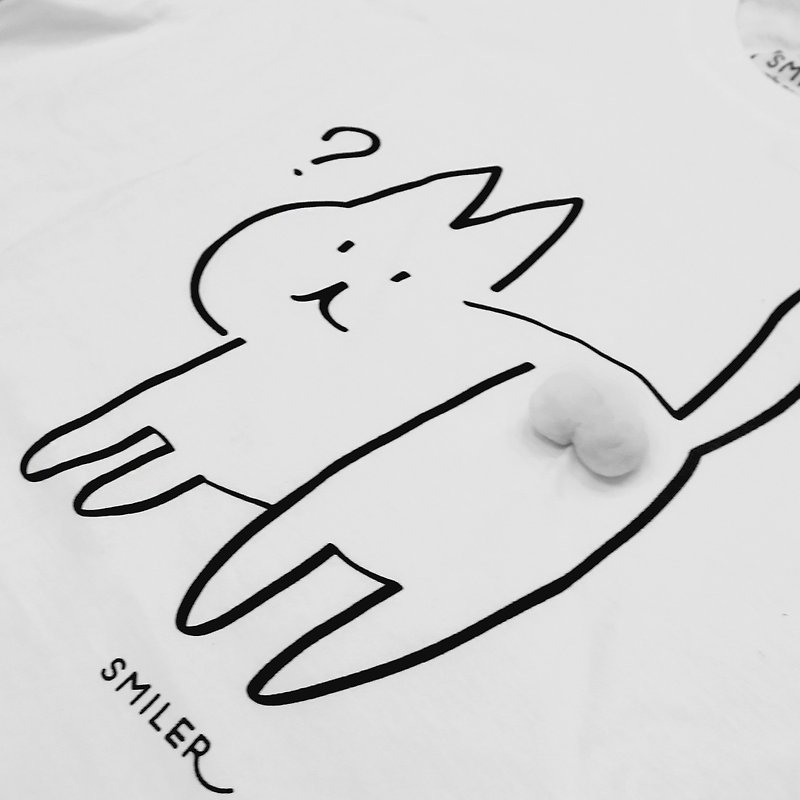 にゃんたま Tシャツ - グレー - 中性衛衣/T 恤 - 棉．麻 白色