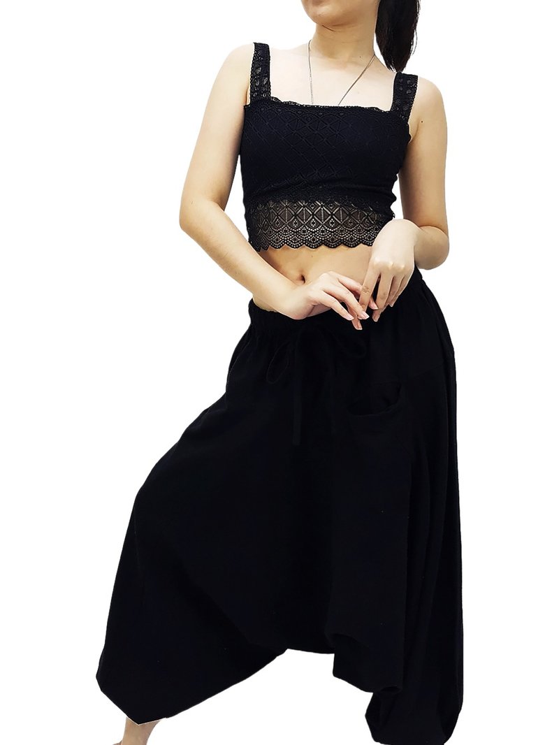 Women pants Clothing Organic Cotton Harem Pants Drop-Crotch Trous - 中性長褲/短褲 - 棉．麻 多色