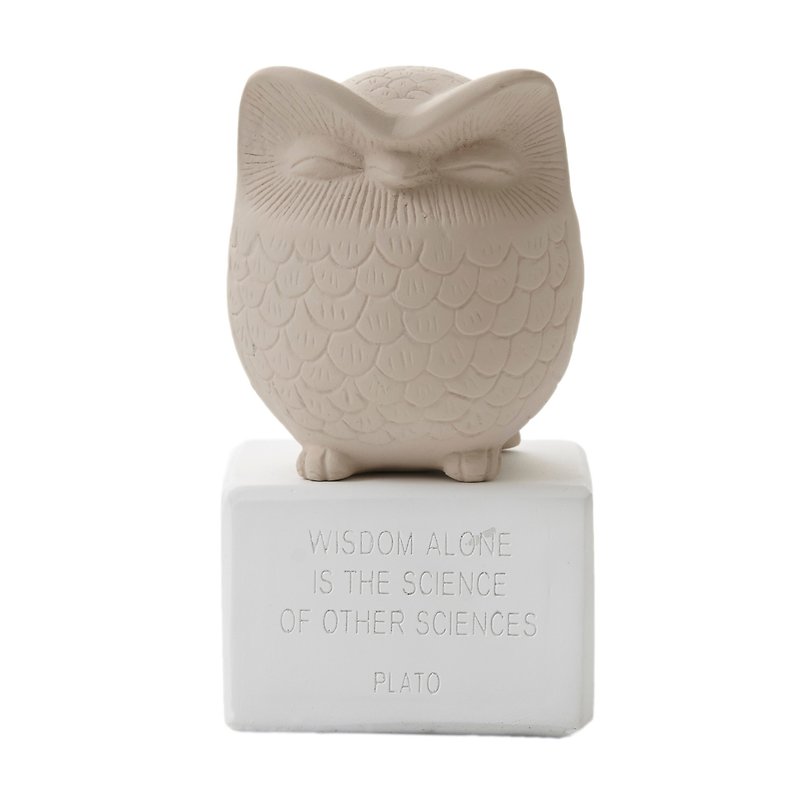 Ancient Greek Cute Owl Ornament Owl M (中 - 赭色) - Handmade Ceramic Statue - Items for Display - Pottery Khaki