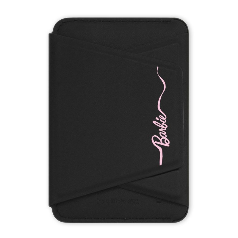 Riche MagSafe Barbie classic black holder magnetic card holder calfskin feel - Phone Stands & Dust Plugs - Faux Leather Black