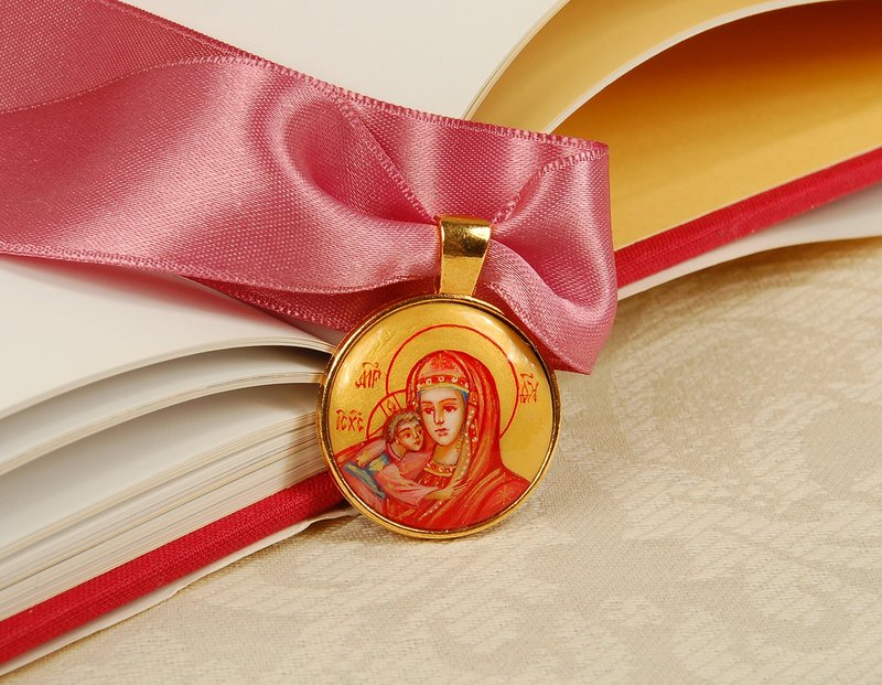 Unique icon pendant Virgin Mary Orthodox Christian Christmas Gift Wrapping - 項鍊 - 其他材質 