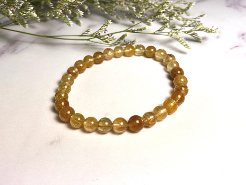 天然無染色金髪水晶ブレスレット - ブレスレット - クリスタル オレンジ