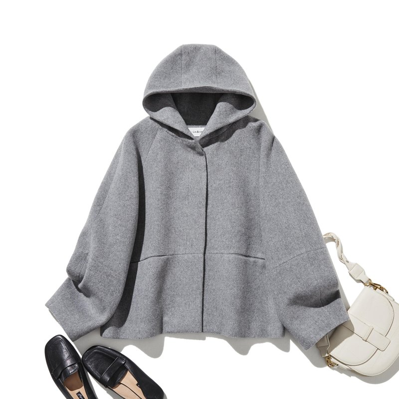 冬のファッションの頼もしい一枚に フード付きハーフコート　ショートコート　グレー　251011-2 - 女大衣/外套 - 羊毛 灰色