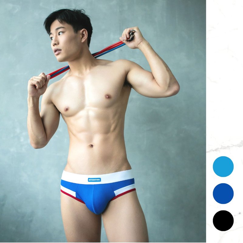 AttentionWear 精綻系列三角內褲【英倫騎士款】│ATTENTION 寶藍 - 男內衣褲 - 尼龍 藍色