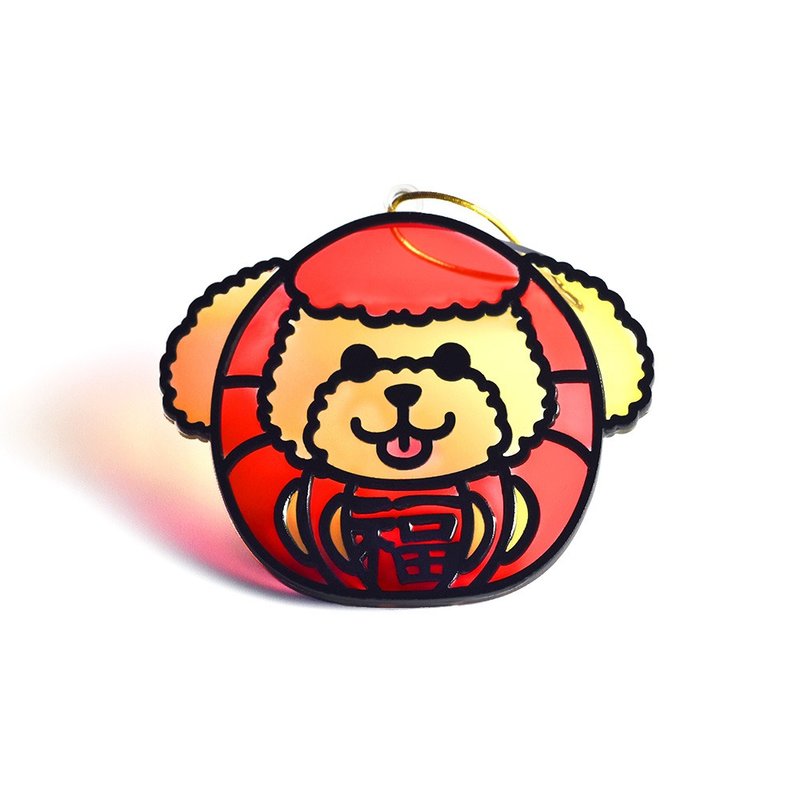 動物達摩(貴婦狗) 掛飾 l 蛇年 福貼 揮春 春聯 招財 貴賓犬 招福 - 客製化寵物商品 - 樹脂 多色
