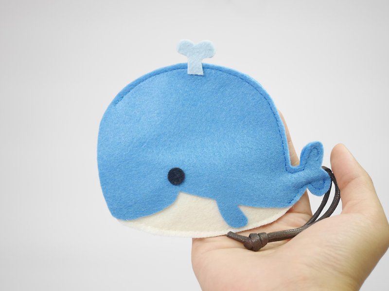 可愛動物鑰匙包－鯨魚 - 鑰匙圈/鎖匙扣 - 聚酯纖維 藍色