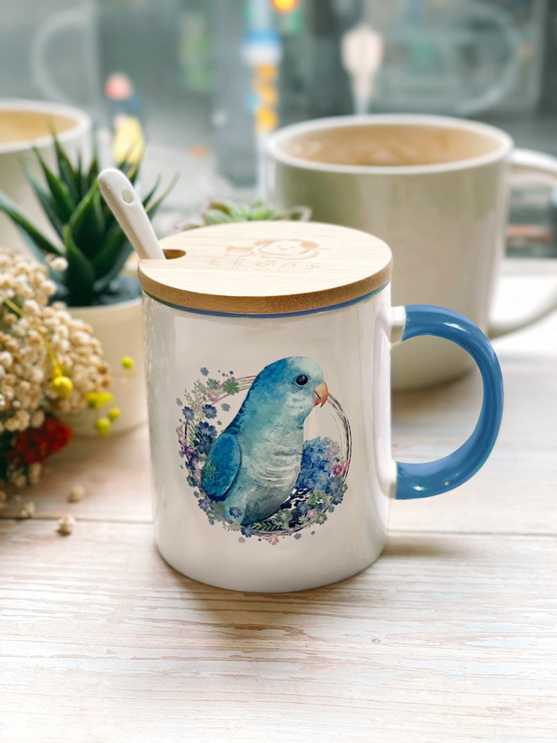 Blue birds-hand-painted Mug/Ceramic Mug/Mug Gift Box - Mugs - Porcelain Blue