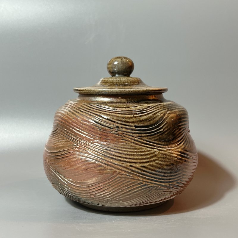 超美柴燒落灰火痕半斤茶倉 / 茶罐 / 藏茶器  / 小平凡手 - 其他 - 陶 卡其色