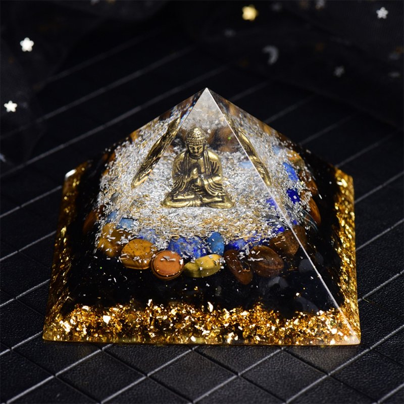 大金字塔奧根Orgonite銅佛奧罡塔脈輪冥想能量青金石虎眼石黑曜石 - 擺飾/家飾品 - 樹脂 