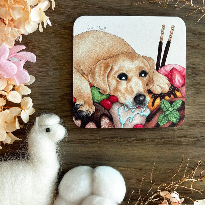 【Crazy Cat】Square diatomite coaster G - Coasters - Other Materials Multicolor