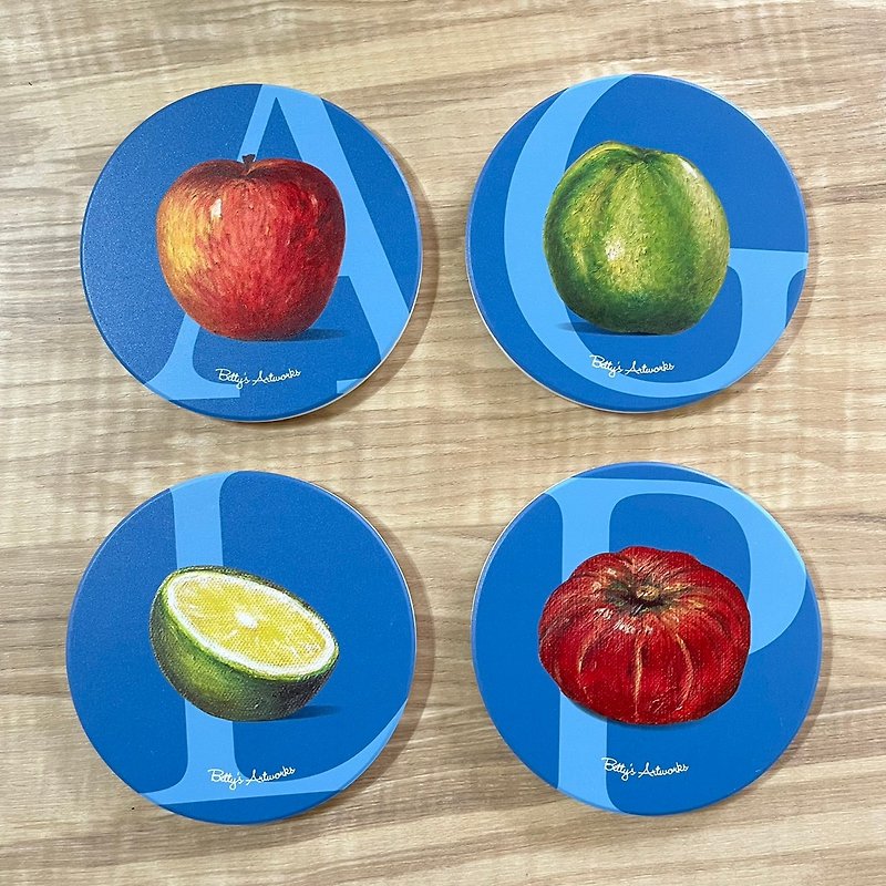 杯墊套組 (蘋果,檸檬, 南瓜, 芭樂)- 蔬果系日常小物- 過年禮盒 - 杯墊 - 陶 