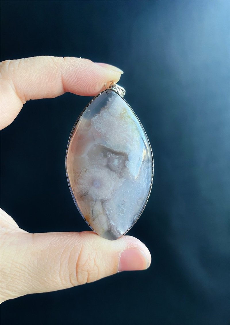 櫻花瑪瑙 夢幻漸層 蜜桃粉 蒲公英 S925銀鑲 禮物 項鍊 - 項鍊 - 水晶 粉紅色