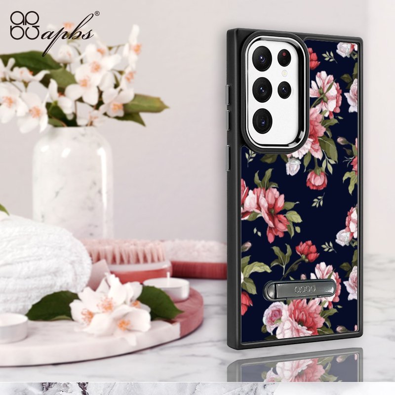 S24/S23 series military standard anti-fall aluminum alloy lens frame stand mobile phone case-Flower Language-Pink Rose - เคส/ซองมือถือ - วัสดุอื่นๆ หลากหลายสี