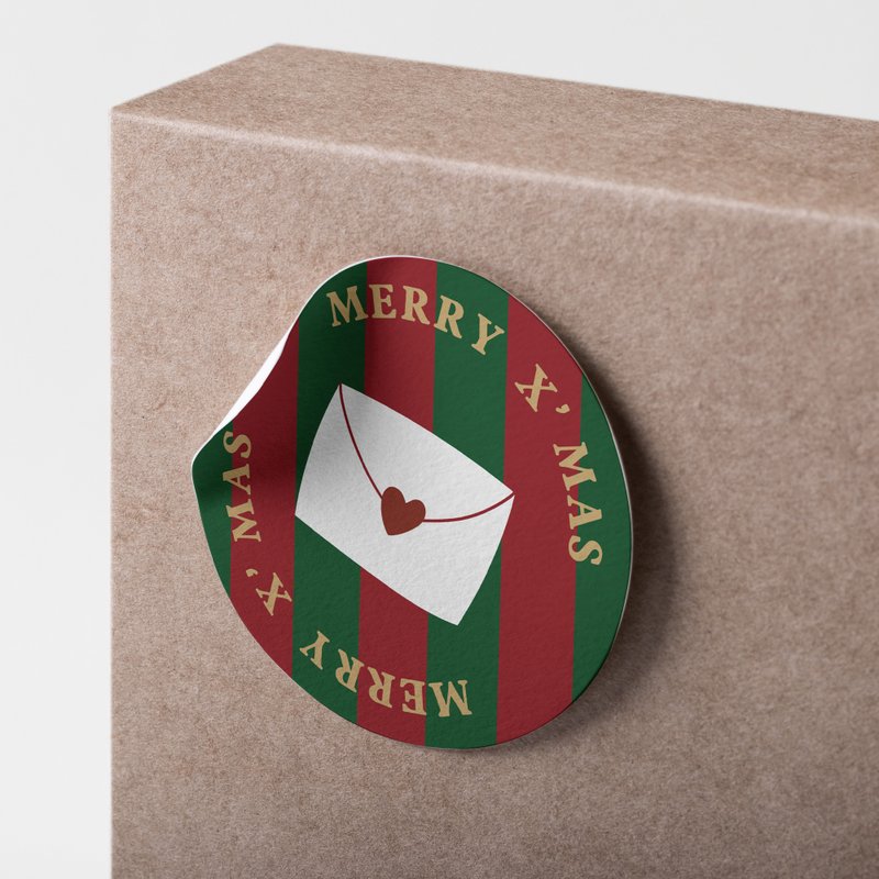 X'mas Christmas packaging stickers (no glue residue) / red and green line terms (20 pieces) - สติกเกอร์ - กระดาษ 