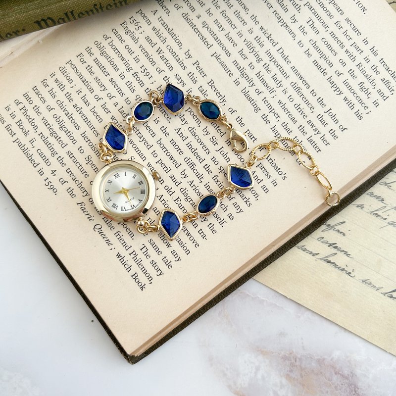 Constance / Blue glass bracelet watch LI204 - นาฬิกาผู้หญิง - โลหะ สีน้ำเงิน