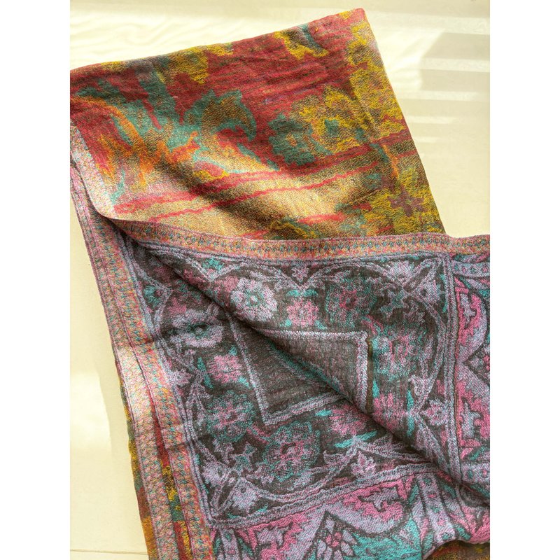 Indian double-sided double-color wool scarf shawl/birthday gift/Christmas exchange gift - Knit Scarves & Wraps - Wool Multicolor