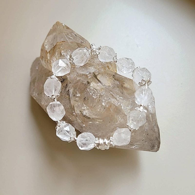 擋煞避邪排負能護身/鑽切白幽靈手鍊(銅鍍銀配件) - 手鍊/手環 - 水晶 