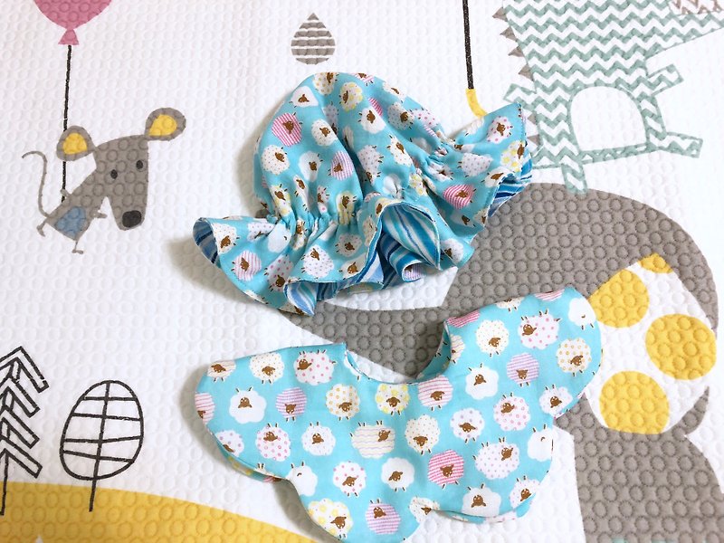 Small cotton sheep (blue) / Mi Yue gift box 2 pieces. Can be customized different colors. - Baby Gift Sets - Cotton & Hemp Blue
