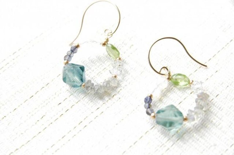 Fluorite circle earrings - Earrings & Clip-ons - Gemstone Green