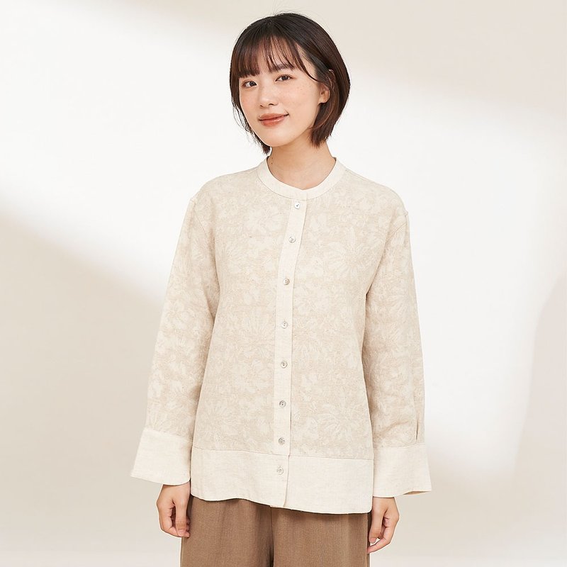 精緻刺繡棉麻開襟衫 - 睡衣/居家服 - 棉．麻 多色