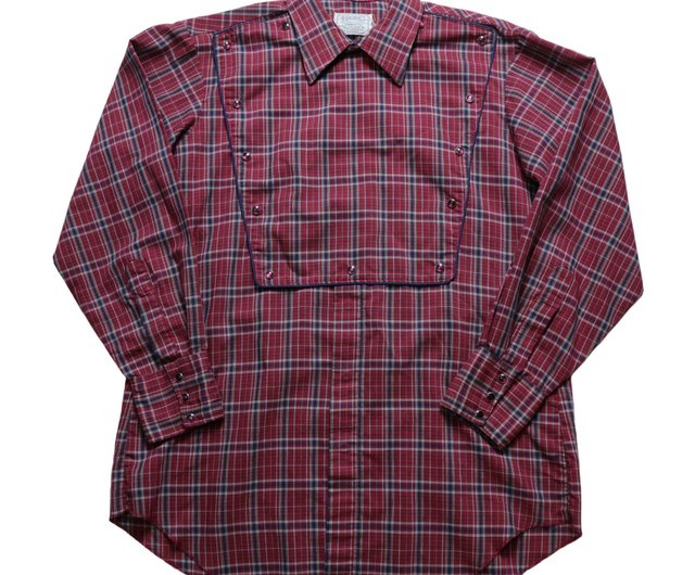 70s H BAR C Red Plaid Western Shirt Western Shirt - Shop fujibird